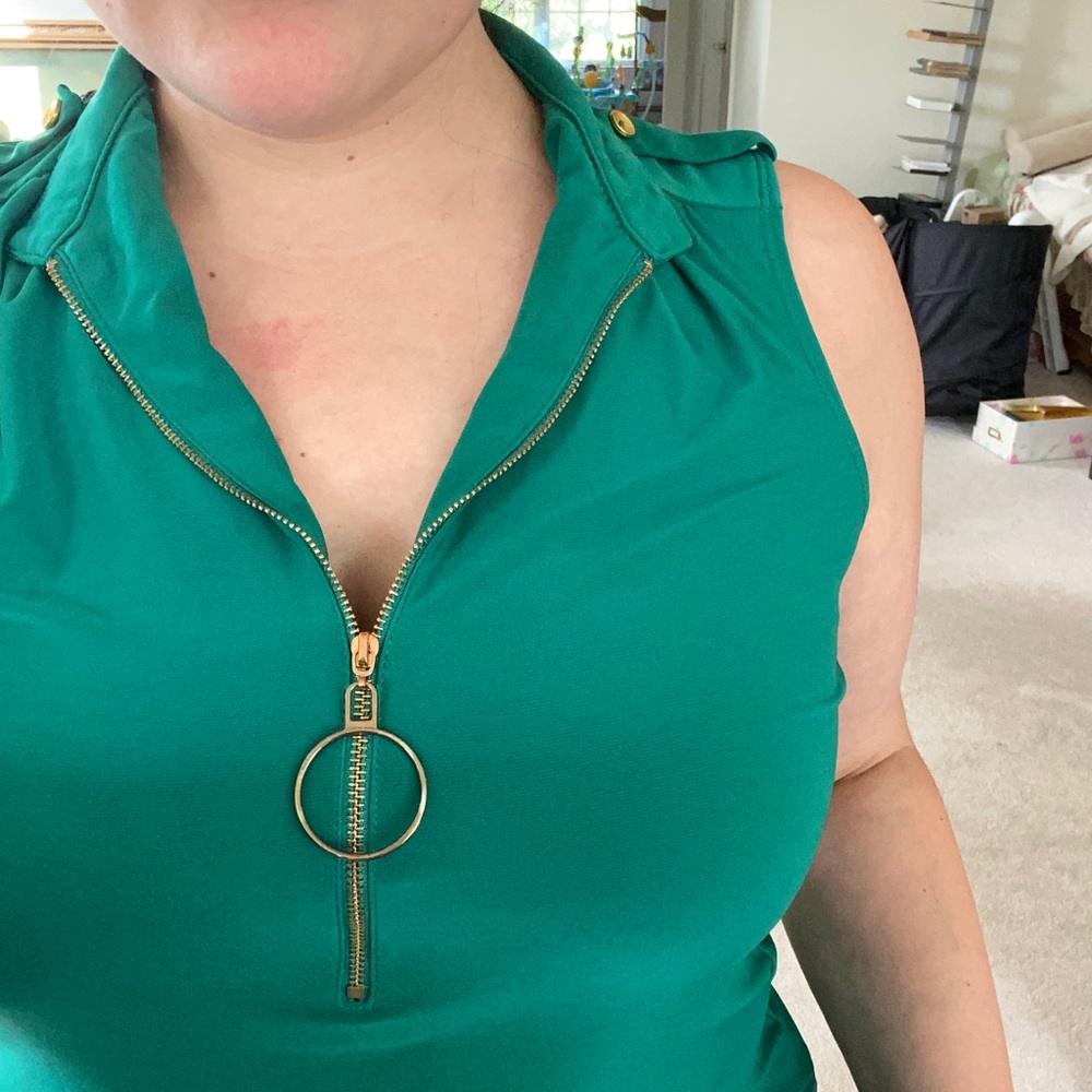 CLOSET SALE Emerald green zip down blouse
